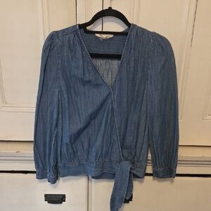 Madewell Denim Wrap Blouse